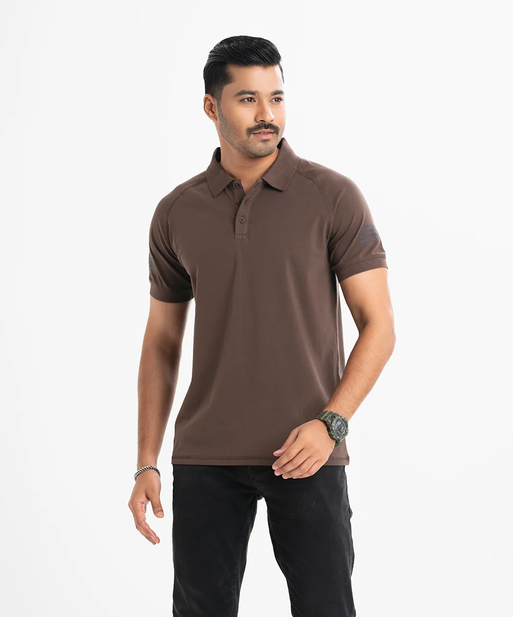 8 Brown Purple Cotton Short-sleeved Polo - Image 1
