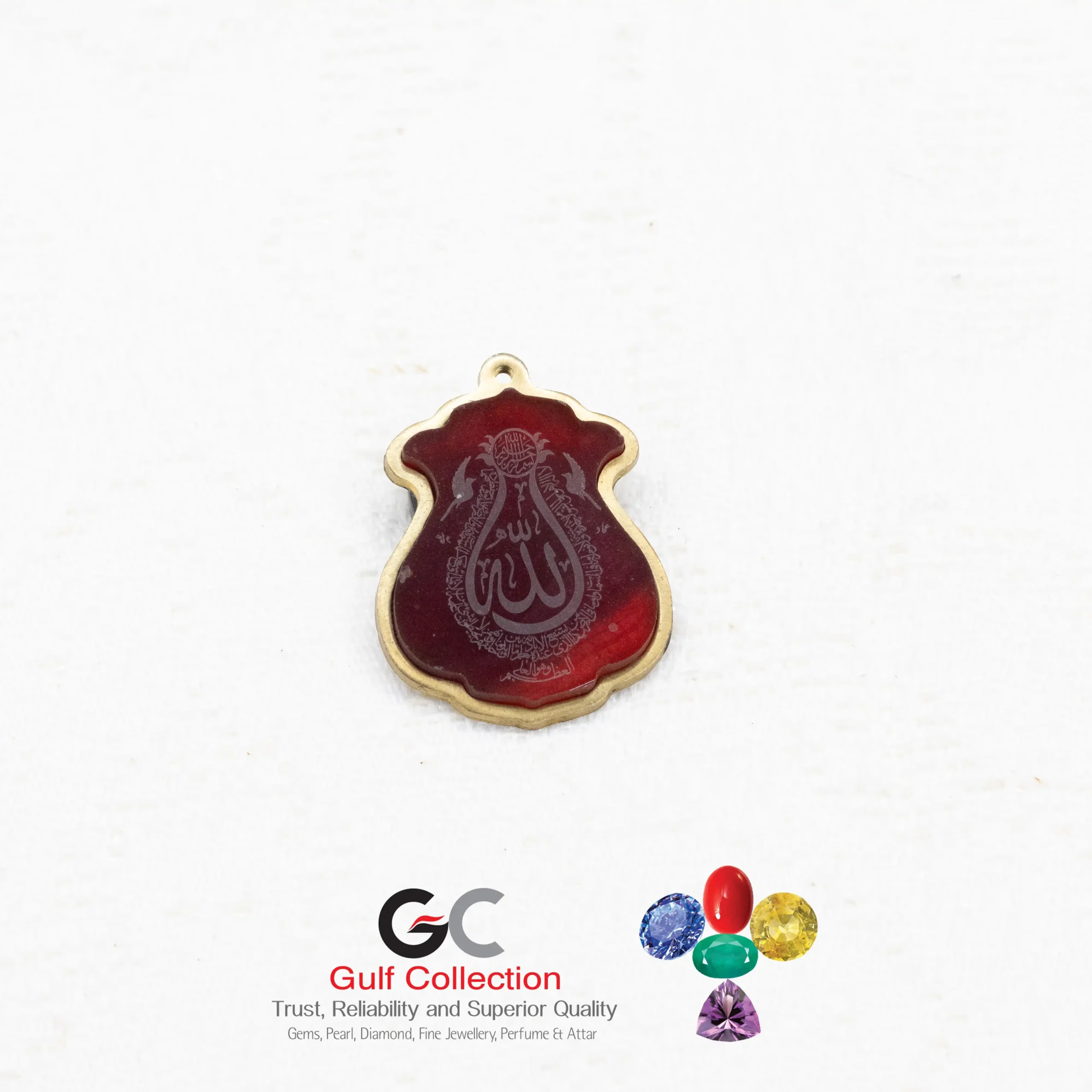 Pear Shaped Mashaa Allah Pendant Aqiq Stone Pendant - Image 1
